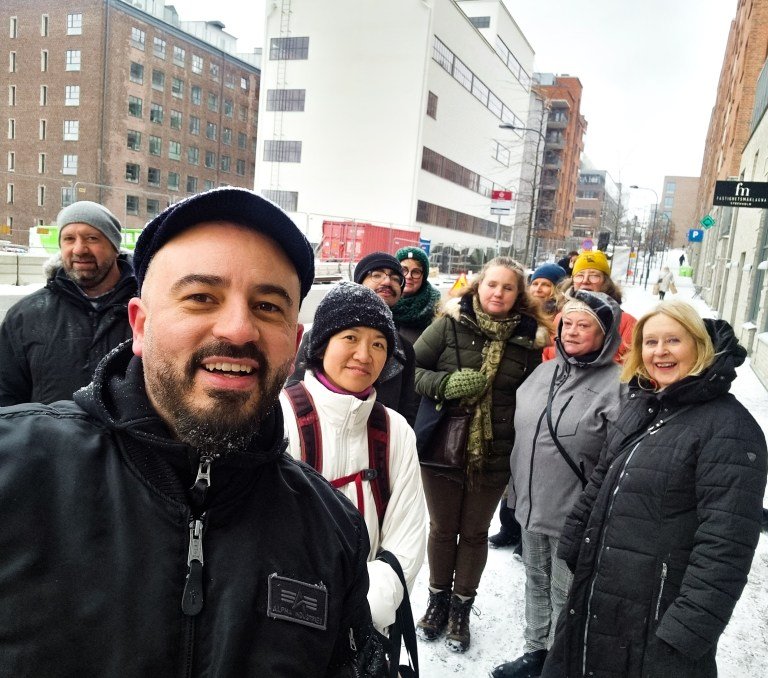 Nackalistan på vinterpromenad på Kvarnholmen