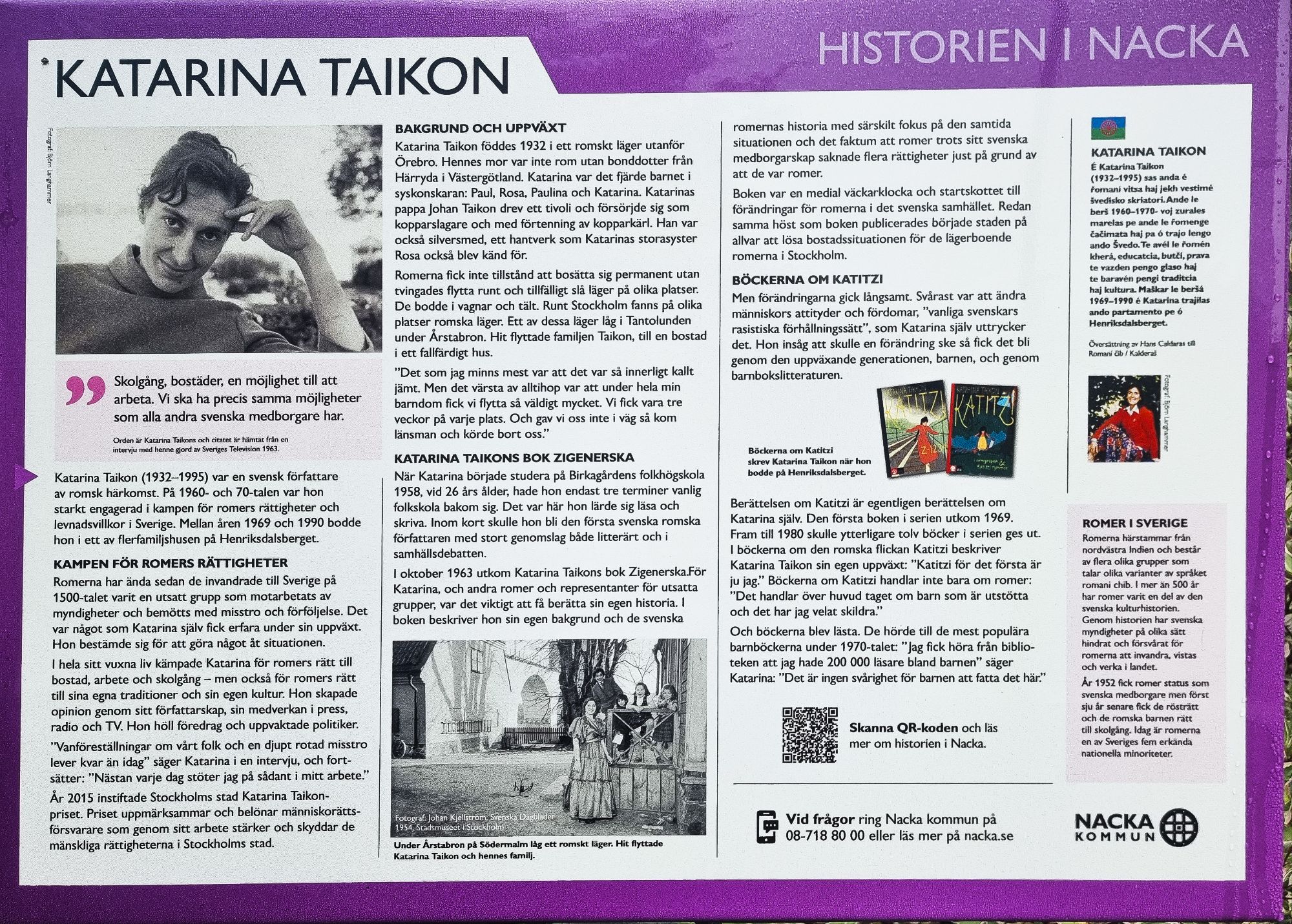 Plakett om Katarina Taikons liv