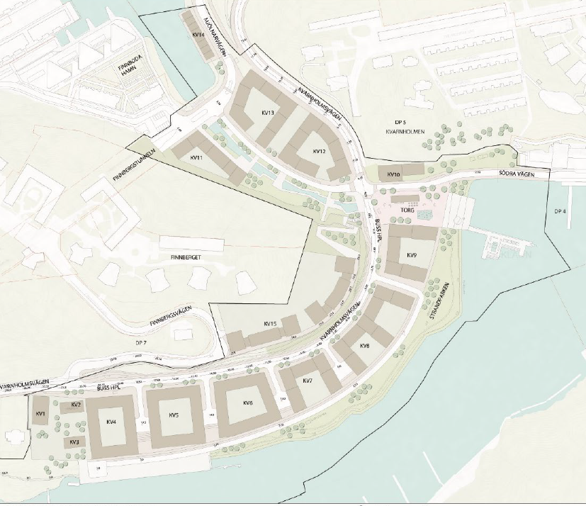 Planerade bostadskvarter i Hästholmssundet, Gäddviken och södra Finnberget